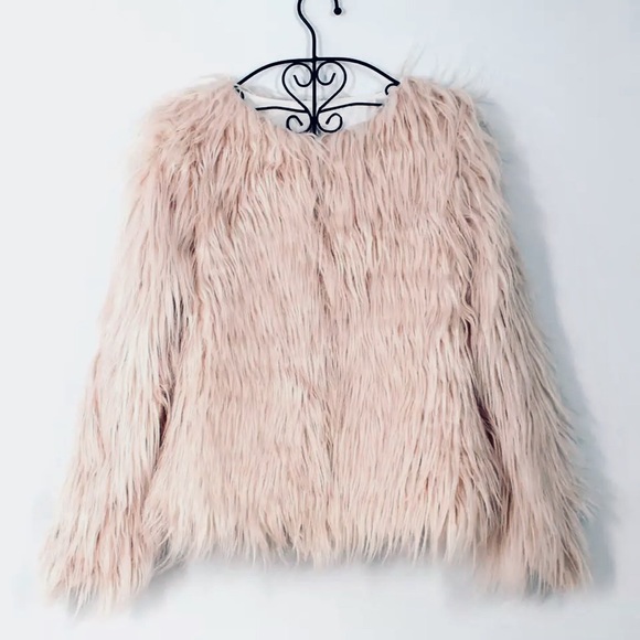 💗BLUSHING💗BLUSH SHAGGY FLUFFY FAUX FUR JACKET - Picture 6 of 8